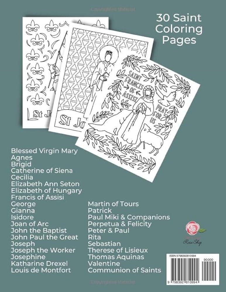 My saints coloring book a coloring book for catholic kids my catholic coloring books rose raquel llc the little rose shop books