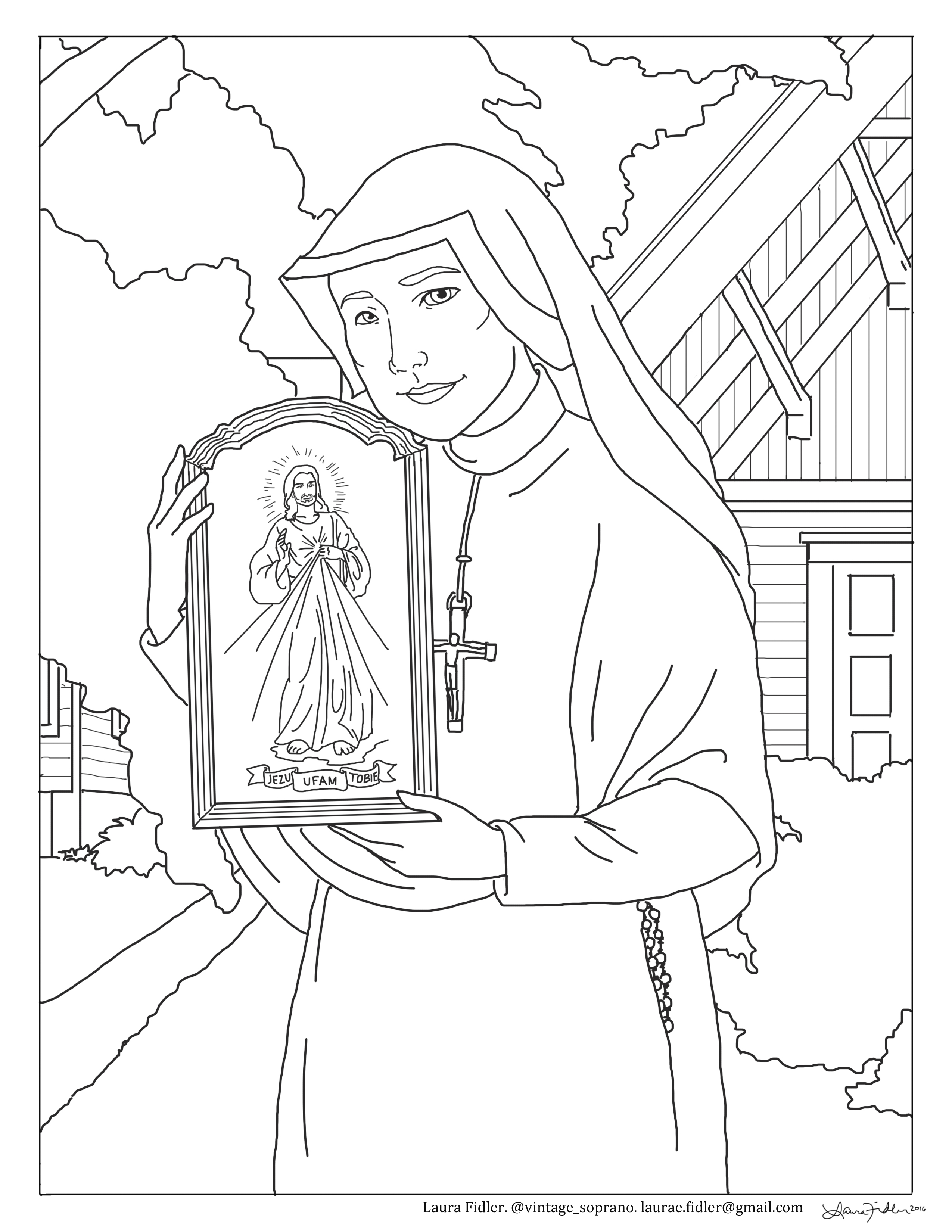 Free st faustina divine mercy coloring page