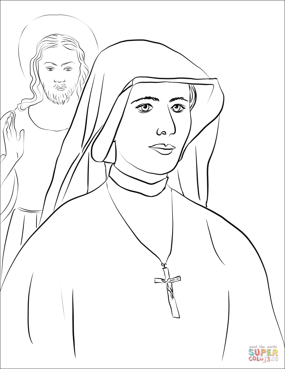 Saint faustina coloring page free printable coloring pages