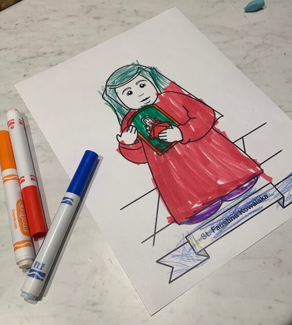 St faustina coloring page for catholic kids digital