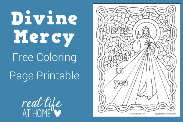 Divine mercy coloring page free printable
