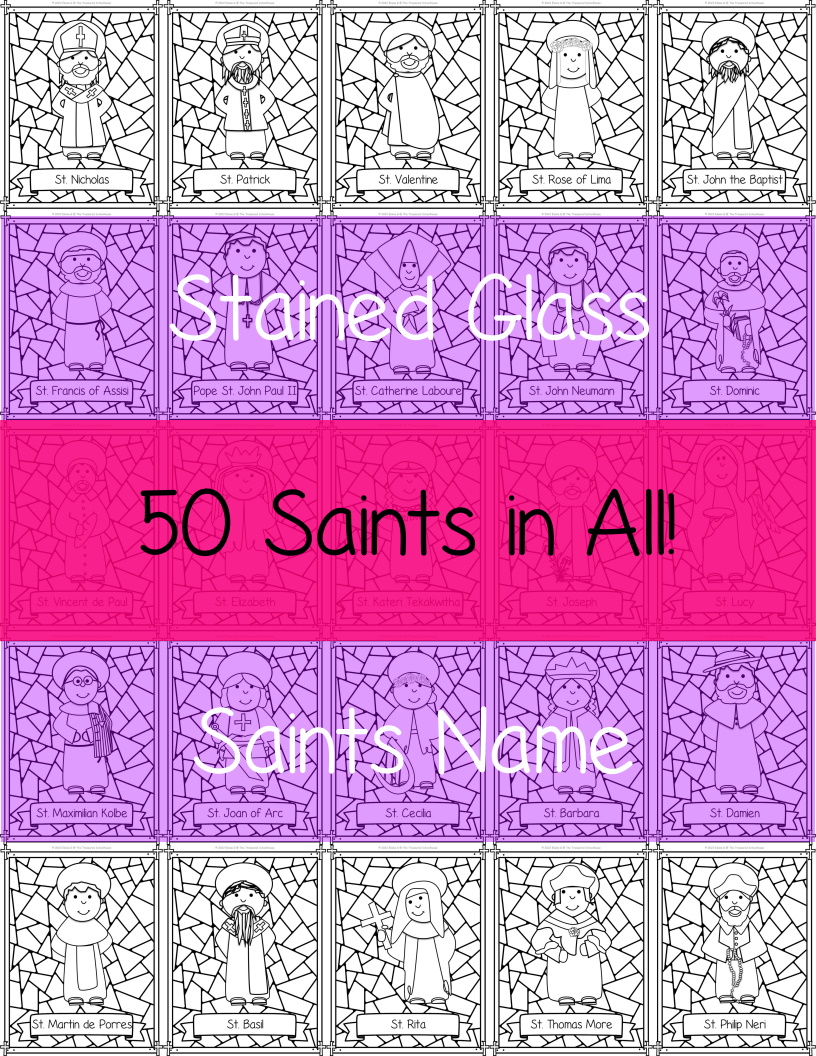 Stained glass saints coloring pages made by teachers