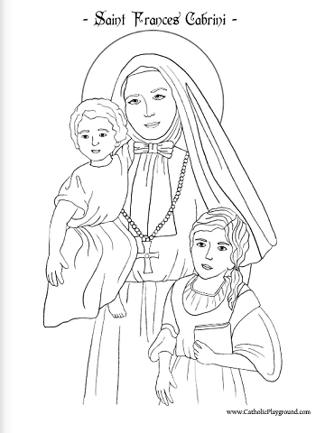 Saint frances cabrini coloring page november th â catholic playground