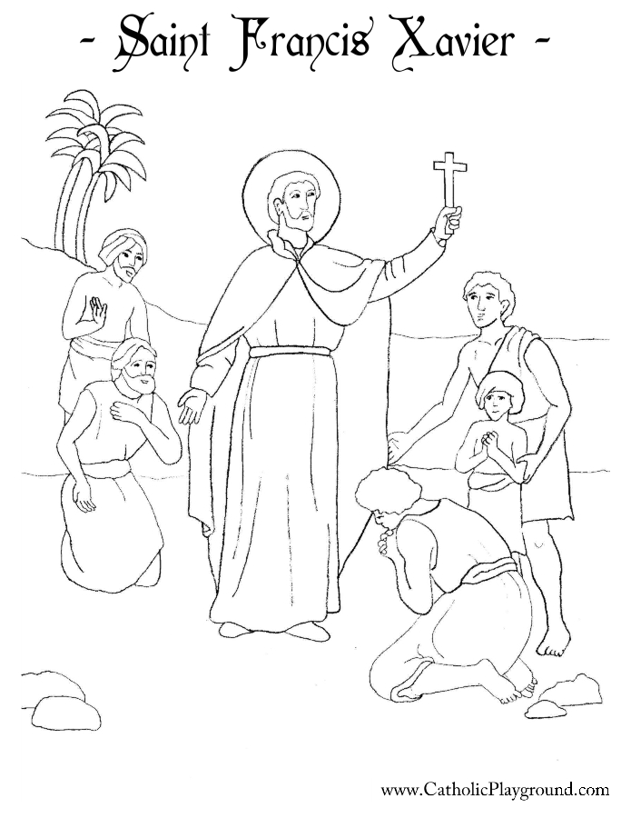 Saint francis xavier coloring page catholic playground