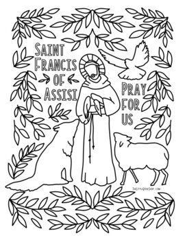 St francis coloring page by the little rose shop tpt