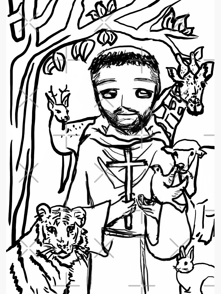 St francis of assisi cartoon postcard for sale by katherineliart