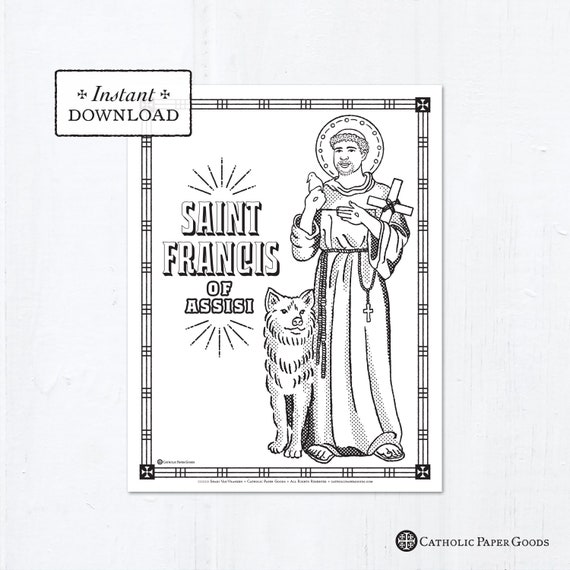 Catholic coloring page saint francis of assisi catholic saints printable coloring page digital pdf