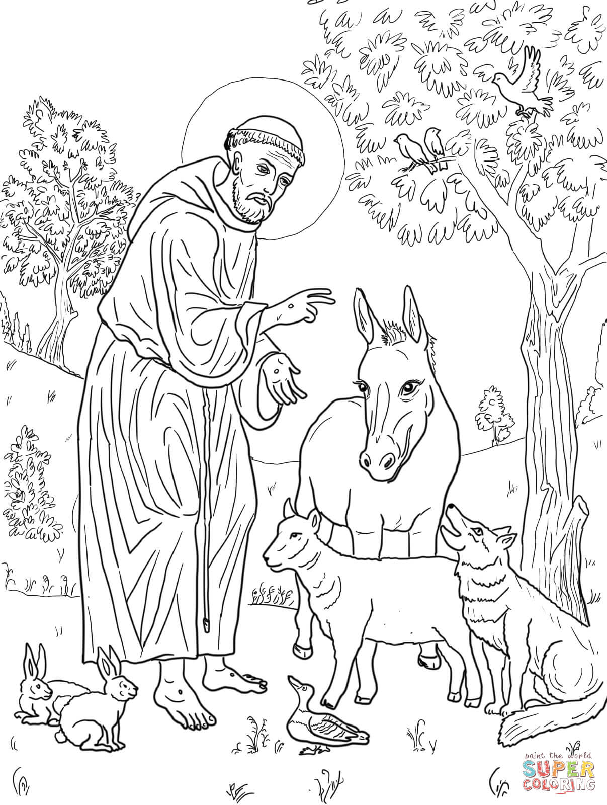 St francis of assisi coloring page free printable coloring pages