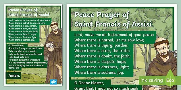 Saint francis of assisi prayer display poster teacher made