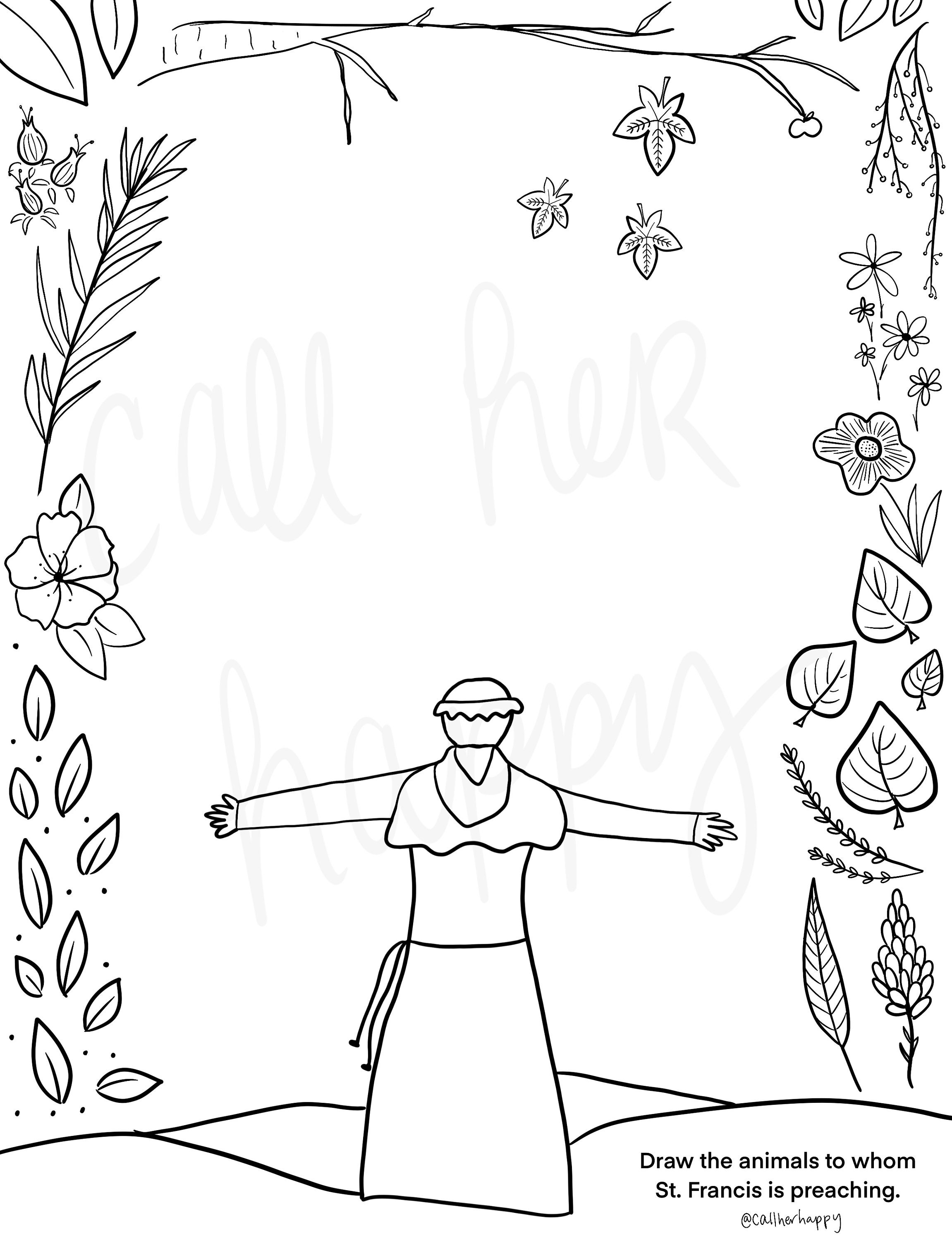 St francis of assisi coloring page sheet liturgical year catholic resources for kids lazy liturgical feast day holiday prayer activity download now