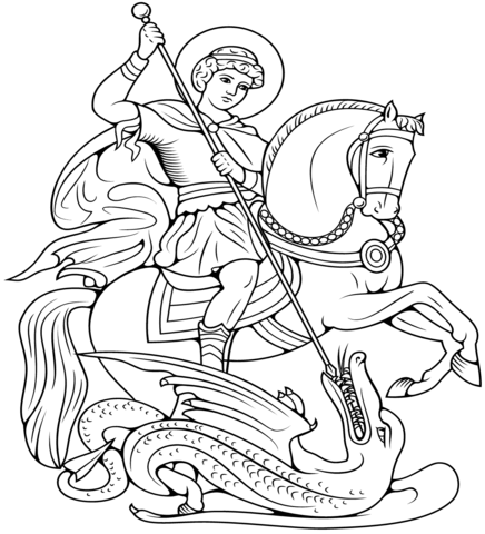 St george slaying the dragon coloring page free printable coloring pages