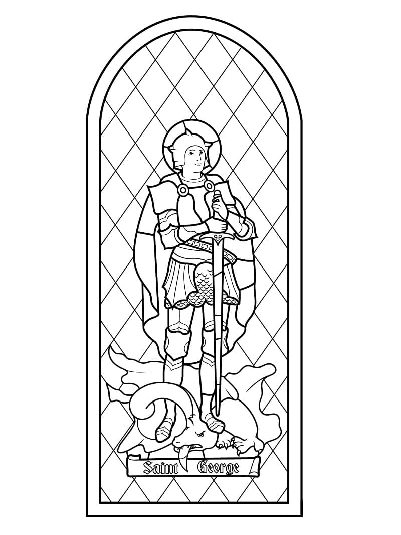 Stained glass saint george coloring page