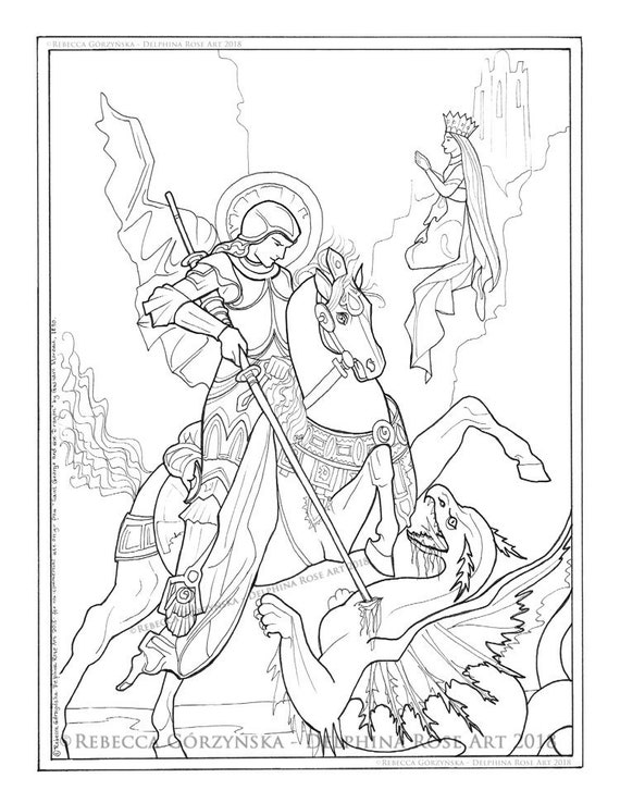 St george and the dragon catholic coloring page