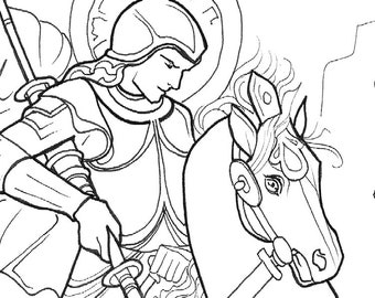 St george and the dragon catholic coloring page