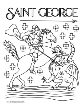 St george coloring page printable by the little rose shop tpt