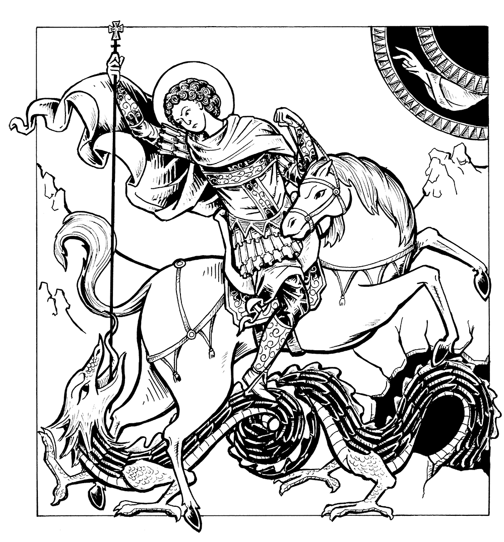 Jonathan pageau on x st george and the dragon ink drawing httpstcodysztys x