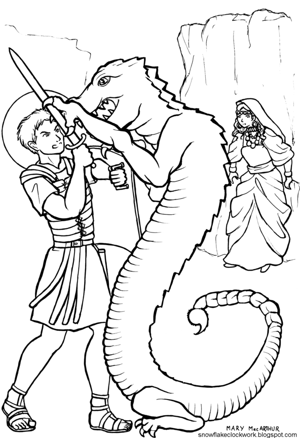 St george coloring page by firefiriel on