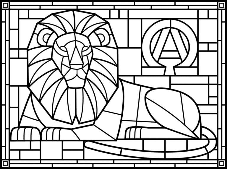 Stained glass saint george coloring page