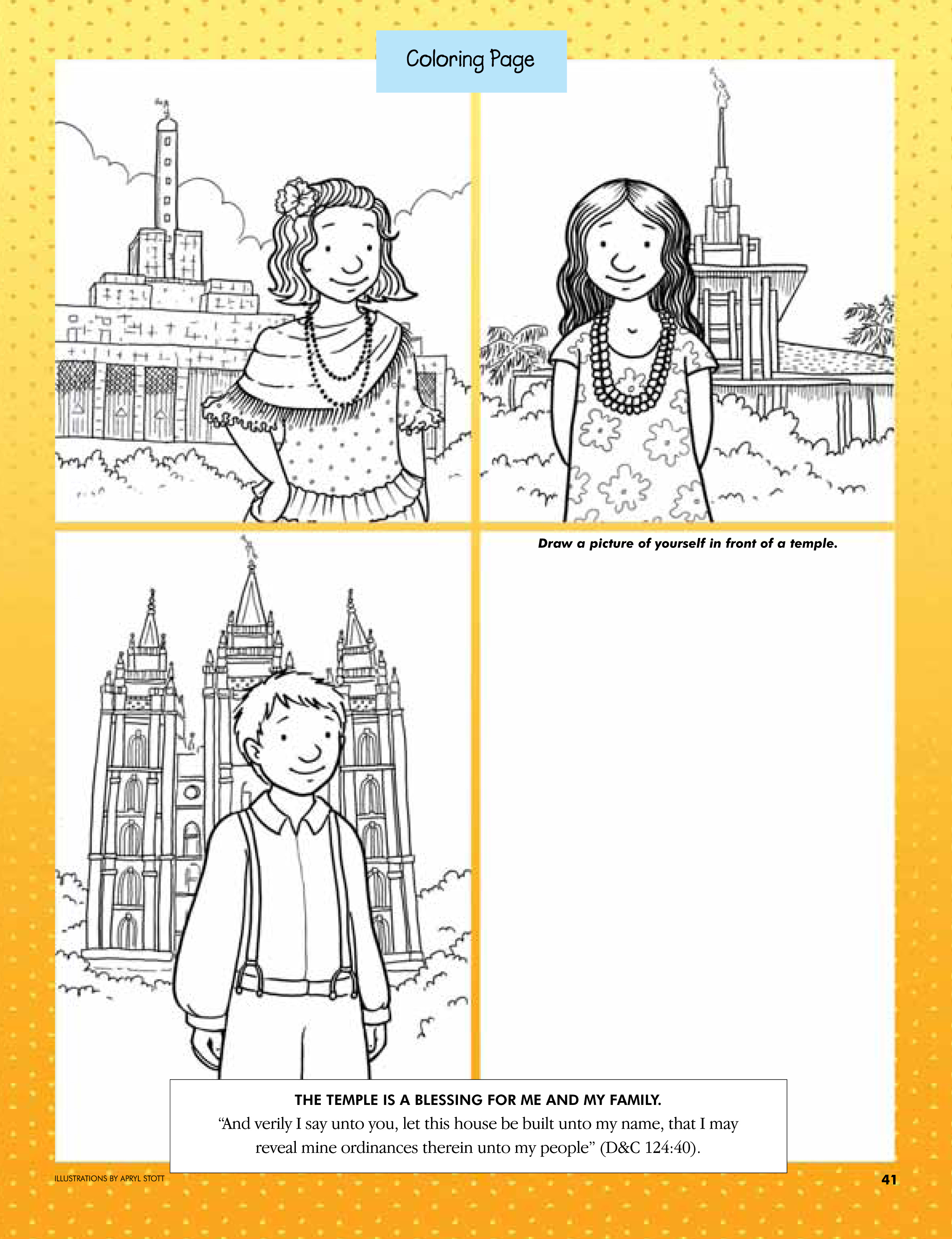 Temple color and draw yourself lds lesson ideas