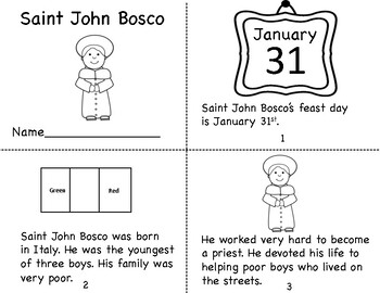 Saint john bosco mini book and coloring page by miss ps prek pups