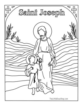 St joseph and jesus coloring page by the little rose shop tpt