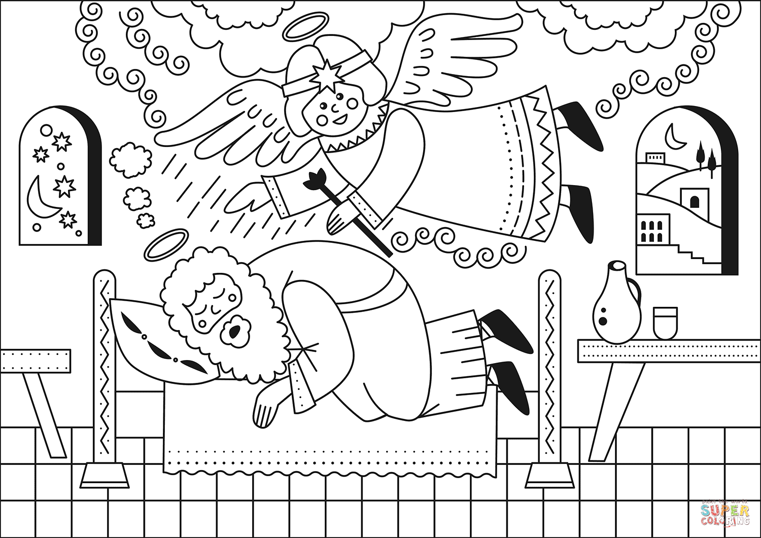 Dream of saint joseph coloring page free printable coloring pages