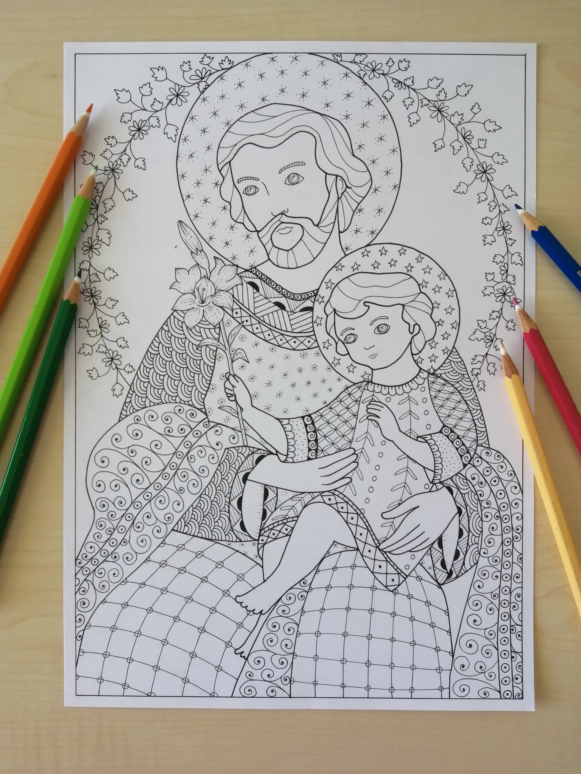 Bibart on x stjoseph and child jesus coloring page for adult printable devotional holy art bibartworkshop httpstcoyfjedcerdn cameretta fantasyefantascienza verticale bibartworkshop disegnieillustrazioni digitalartwork jpeg