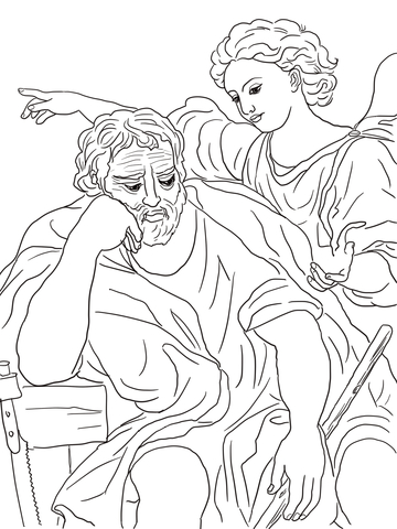 The dream of saint joseph coloring page free printable coloring pages