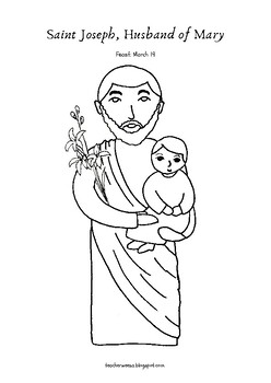 St joseph coloring page by teacher weena tpt