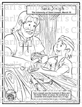 Solemnity of saint joseph in workshop catholic coloring sheet grades k