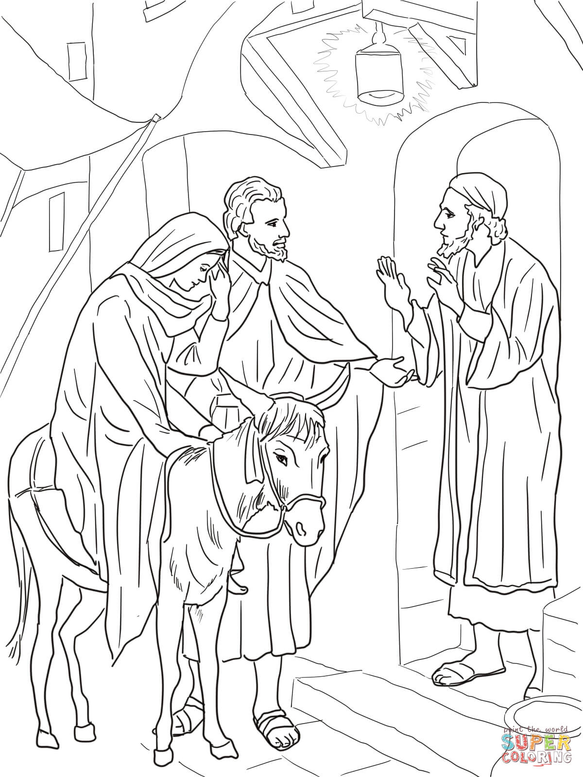 No room at the inn for mary and joseph coloring page free printable coloring pages