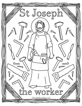 St joseph the worker coloring page printable by the little rose shop