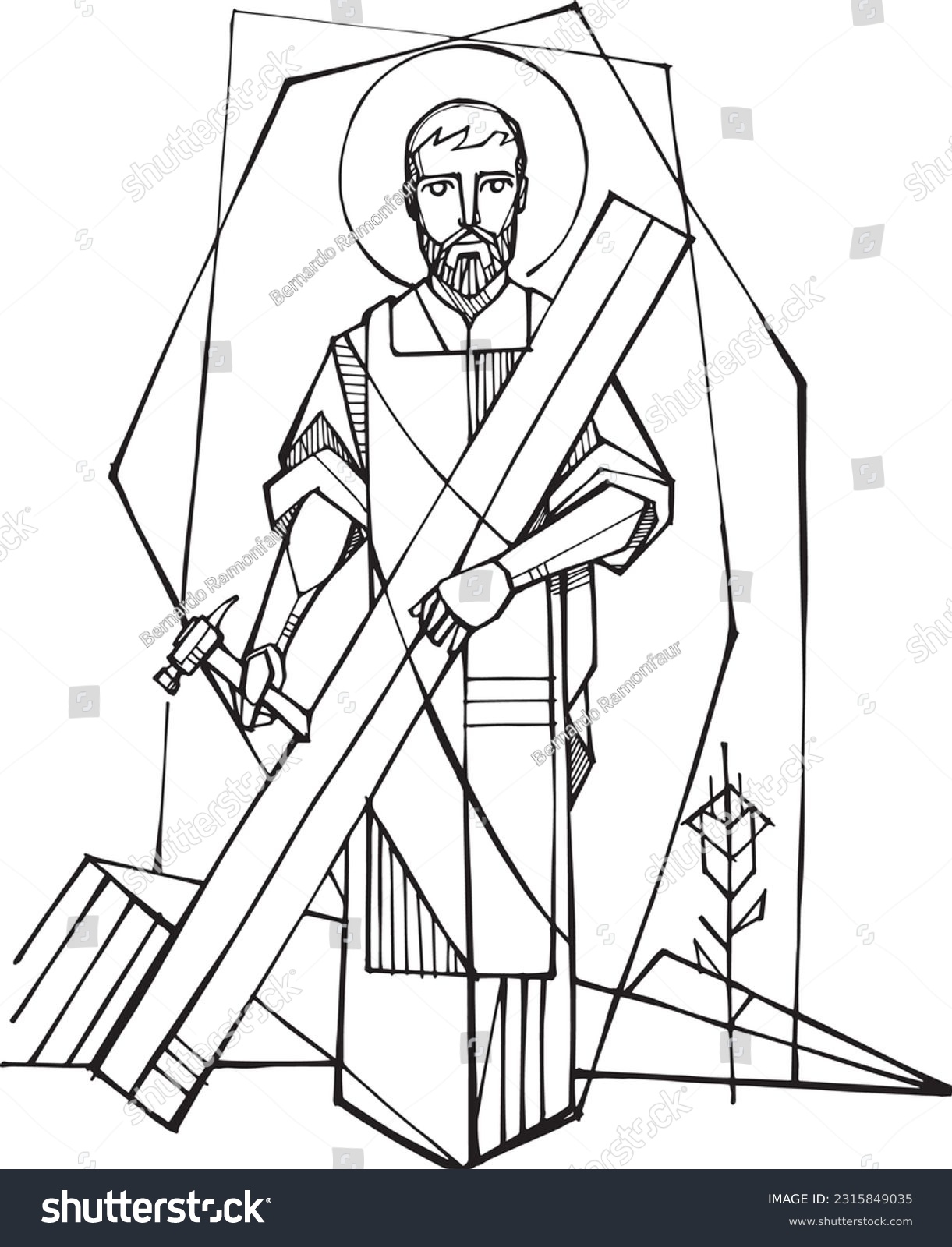 Hand drawn vector illustration drawing saint stock vector royalty free