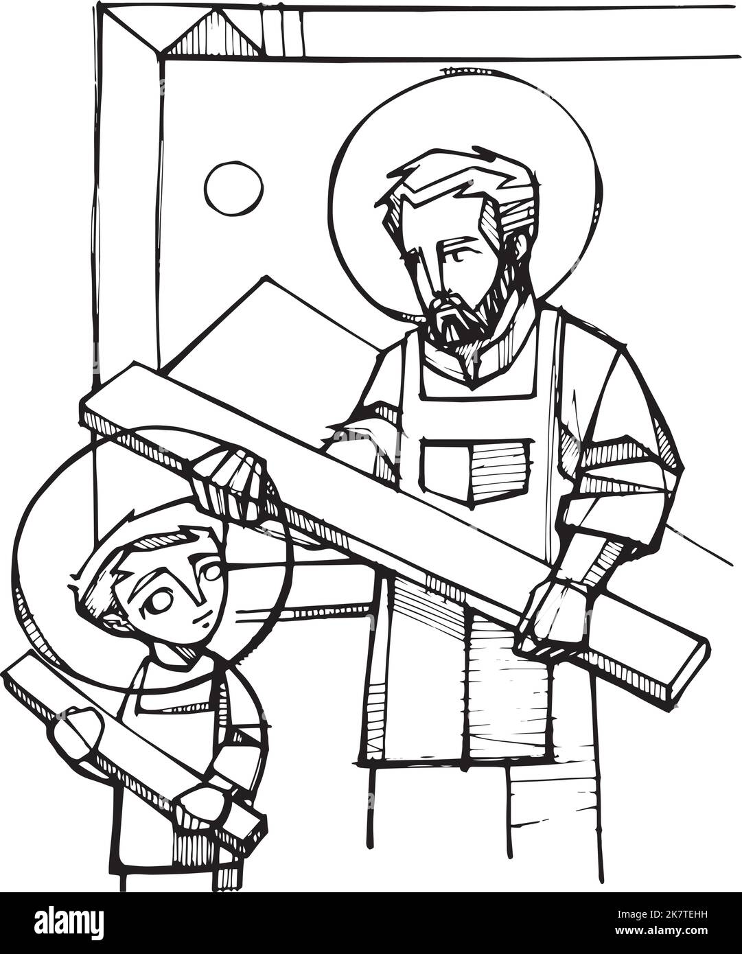 Saint joseph black and white stock photos images