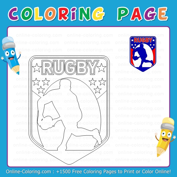 Rugby emblem free online coloring page