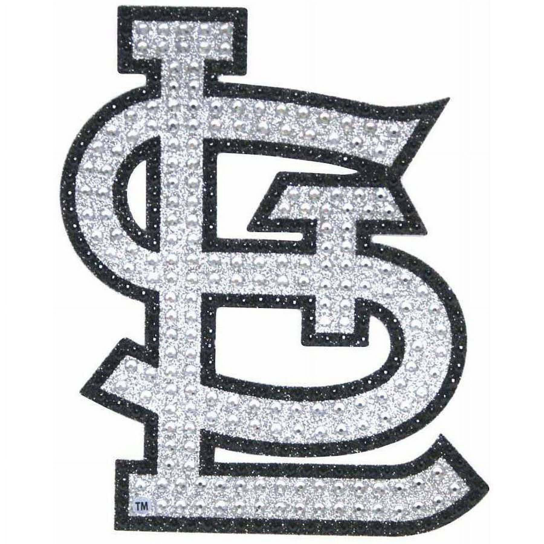 Mlb st louis cardinals adhesive decal with silver rhinestone bling