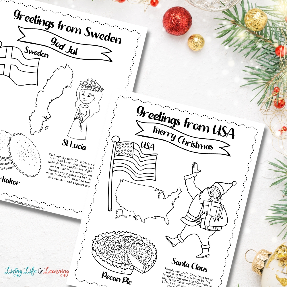 Christmas around the world coloring pages