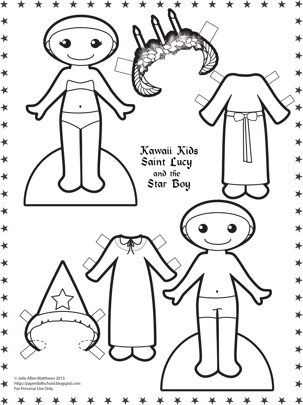 Paper doll school kawaii kids