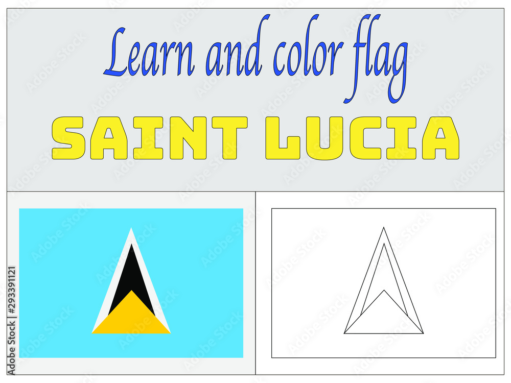 Saint lucia national flag coloring book for education and learning original colors and proportion simply vector illustration from countries flag set vector