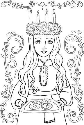 St lucia ornament coloring page supercoloring st lucia day christmas coloring pages santa lucia day