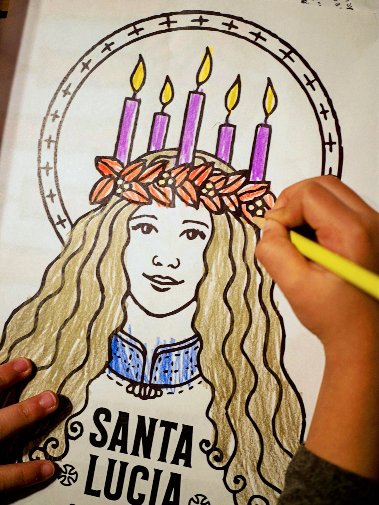 Saint lucy day activity bundle catholic coloring pages printable games answer key printable candle wreath star boy hat santa lucia day