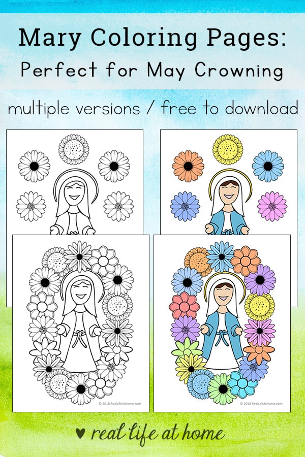 Mary coloring pages perfect to use as may crowning printables