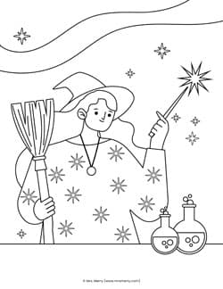 Halloween witch coloring pages printable mrs merry