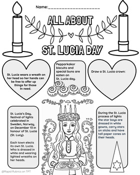 All about st lucia day holidays around the world coloring page colouring