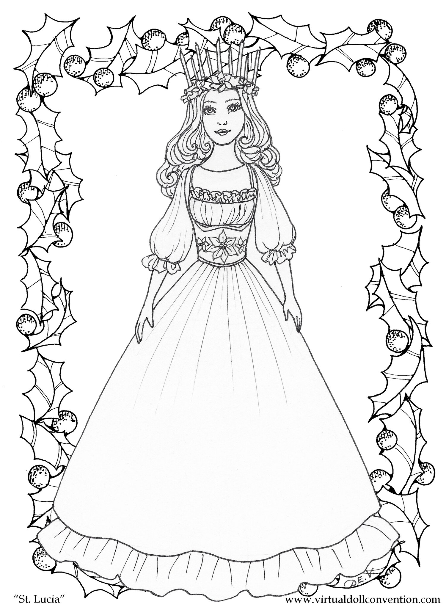 Grace santa lucia coloring page by diana vining free digital download â virtual doll convention