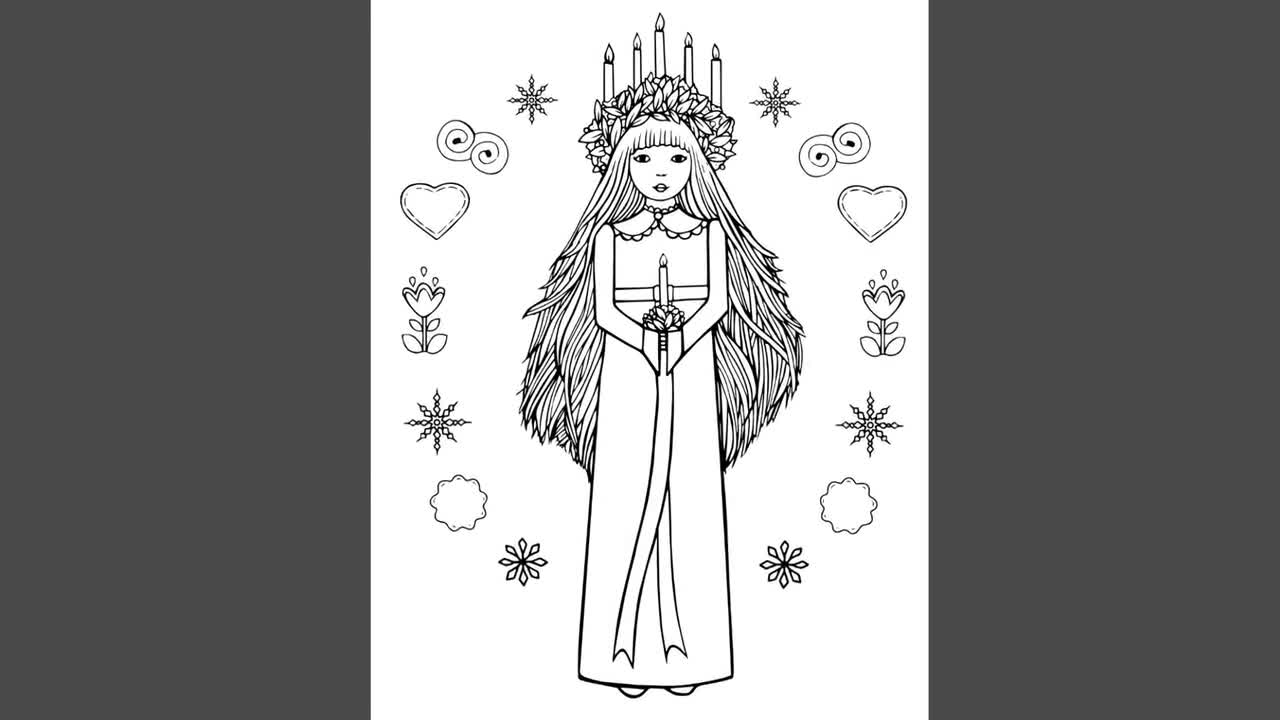 Lucia day colouring page digital download artwork saint lucy swedish lucia scandinavian christmas decor st lucia day download now