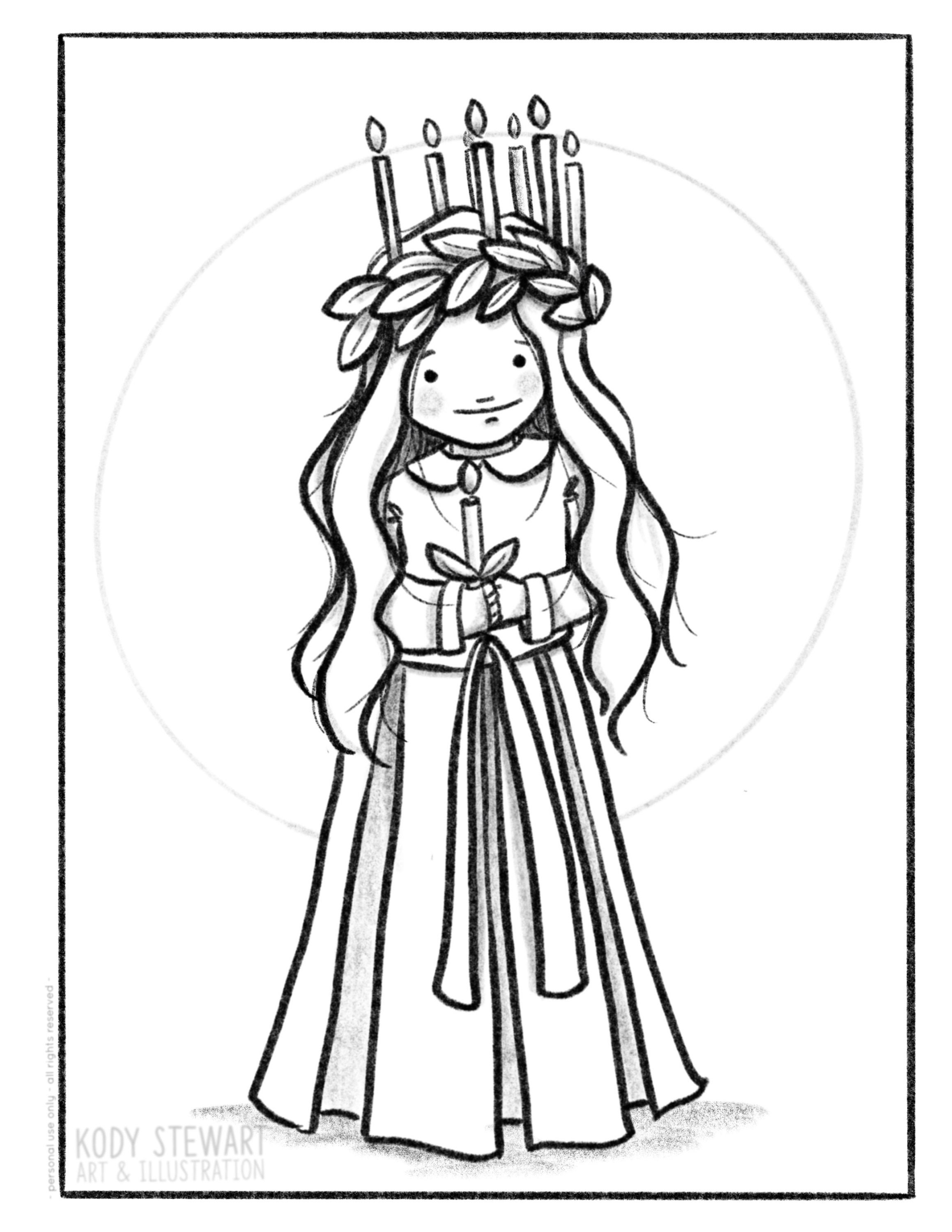 St lucia day colouring pages set of
