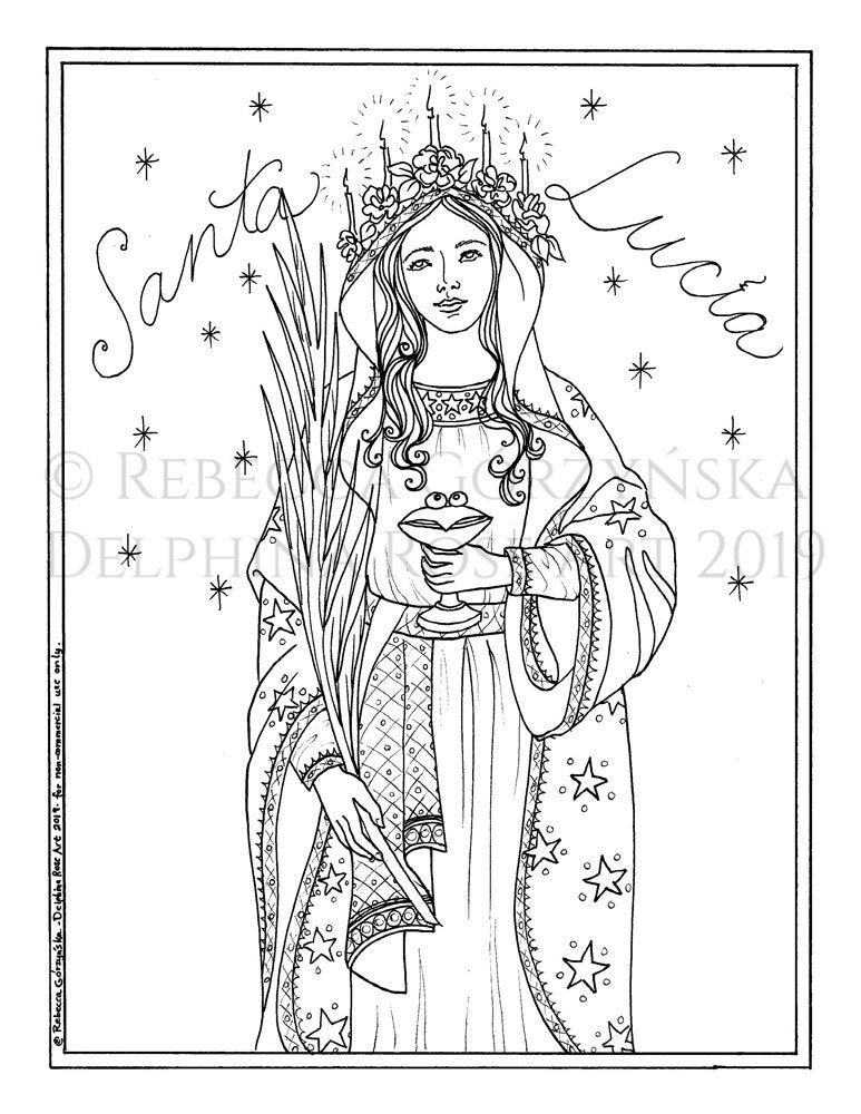 Catholic coloring page st lucy santa lucia