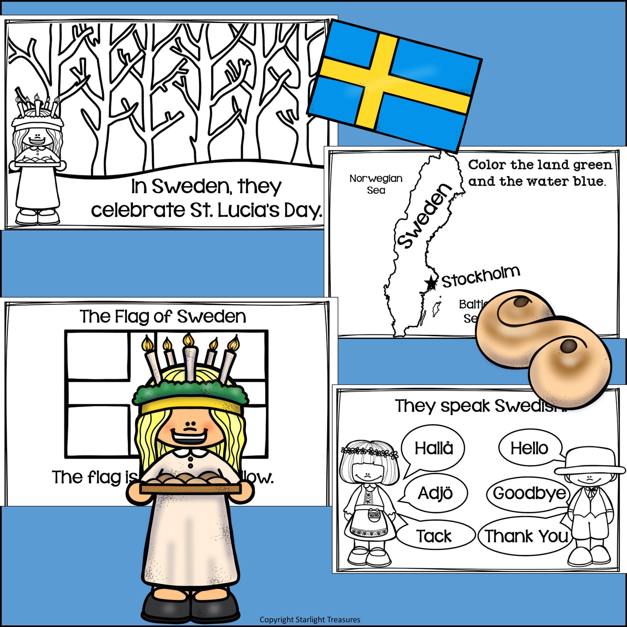 Christmas in sweden st lucias day mini book for early readers â starlight treasures llc