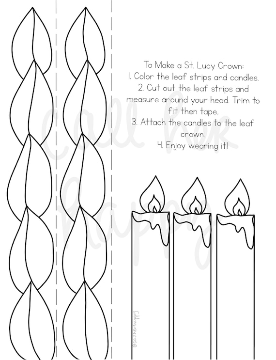 St lucy crown christmas printable coloring page sheet lazy